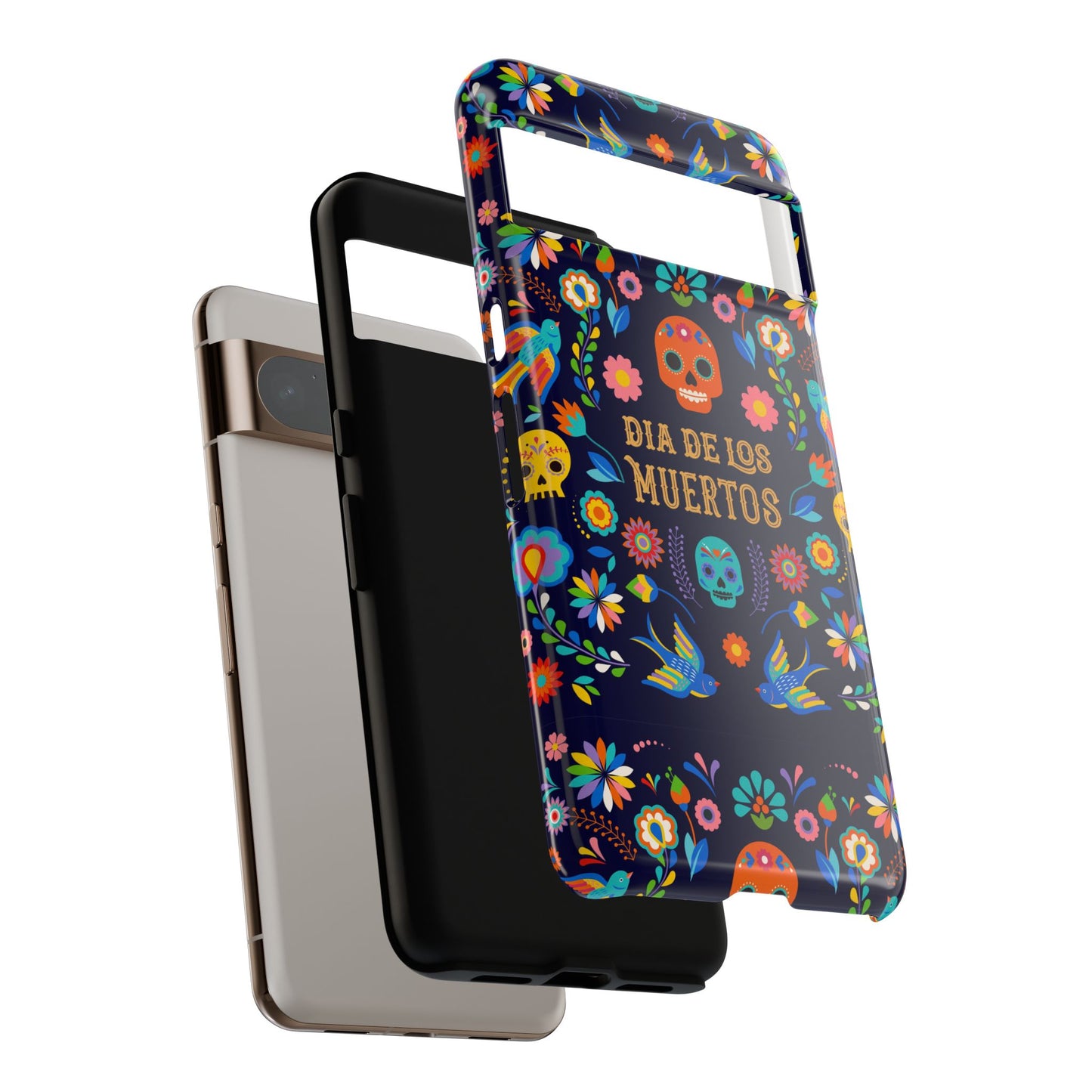 Colorful Dia de los Muertos Phone Case, Skull Design, Floral Phone Cover, Sugar Skull Accessories, Day of the Dead Gift