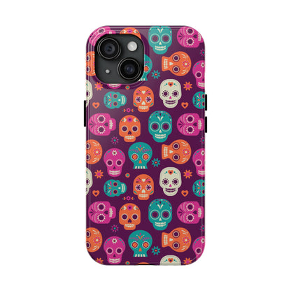 Colorful Skull Phone Case, Tough Cases for Halloween, Unique Phone Cover, Day of the Dead, Fun and Durable Accessories