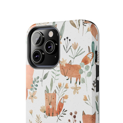 Floral Fox Phone Case, Tough Phone Cases for Nature Lovers, Cute Animal Phone Cover, Gift for Friends, Wildflower Design