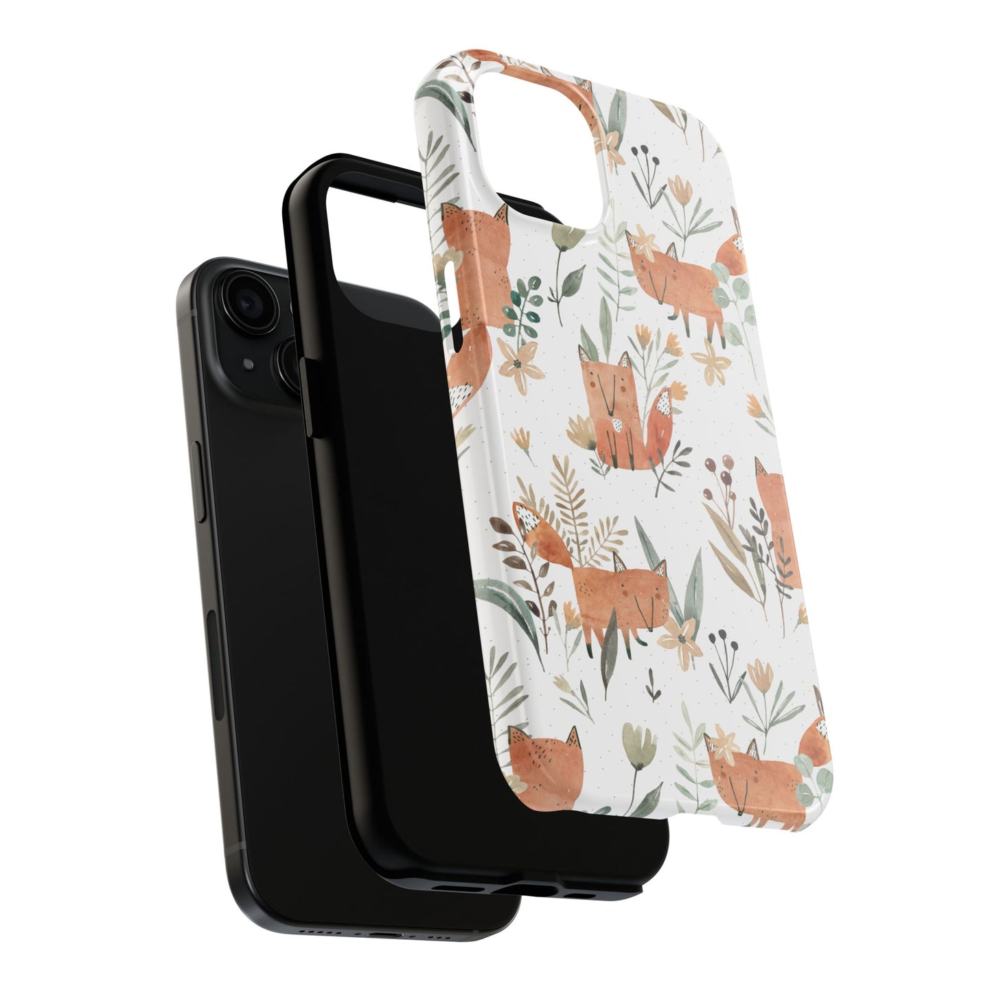 Floral Fox Phone Case, Tough Phone Cases for Nature Lovers, Cute Animal Phone Cover, Gift for Friends, Wildflower Design