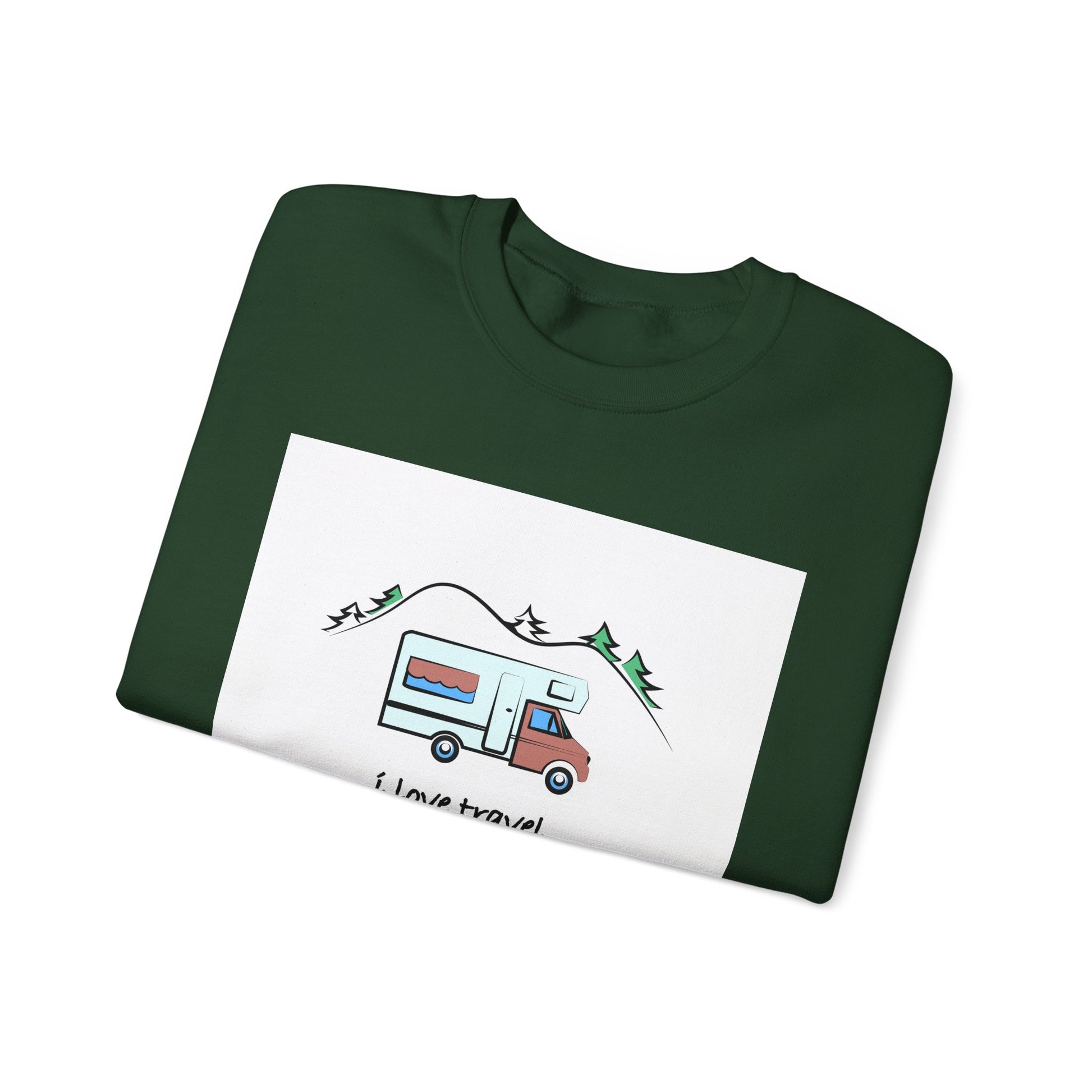 Travel Love Crewneck Sweatshirt | Cozy Adventure Apparel, Perfect for Travel Lovers, Gift Idea for Road Trips, Camping, and Wanderlust - MaisonThreadory