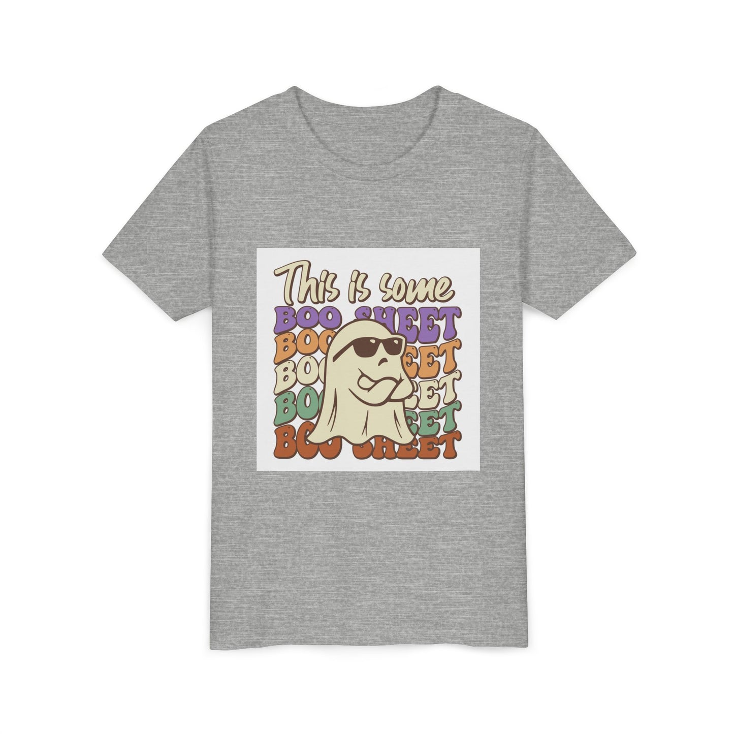 Youth Short Sleeve Tee with Fun Boo Sheet Design, Cool Summer Top, Humorous Kids Apparel, Gift for Halloween, Casual Wear, Playful T-Shirt - MaisonThreadory