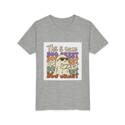Youth Short Sleeve Tee with Fun Boo Sheet Design, Cool Summer Top, Humorous Kids Apparel, Gift for Halloween, Casual Wear, Playful T-Shirt - MaisonThreadory