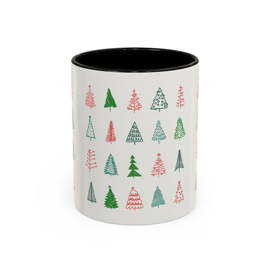 Festive Forest Mug, Holiday Drinkware, Colorful Coffee Cup, Christmas Gift, Home Decor, Nature Lover's Mug - MaisonThreadory