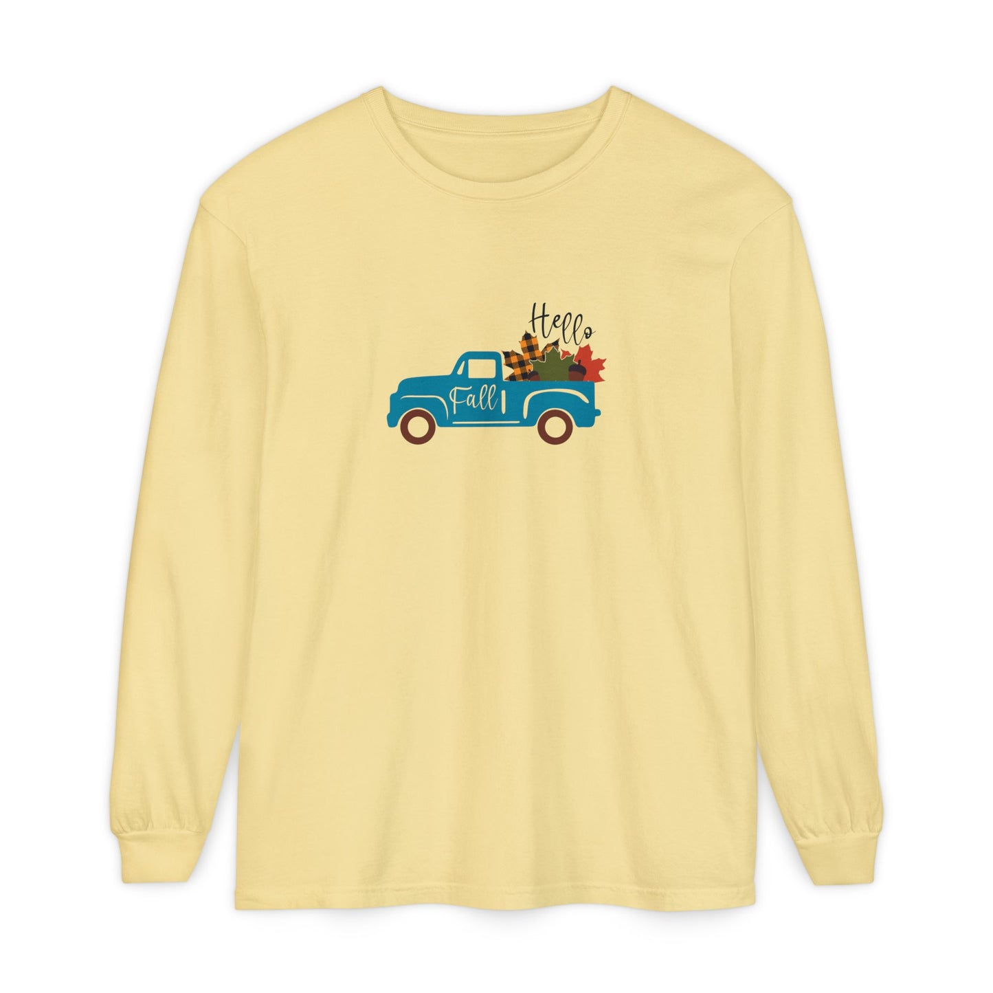 Hello Fall Long Sleeve T-Shirt, Unisex Seasonal Tee, Cozy Autumn Apparel, Thanksgiving Gift, Cute Outdoor Shirt - MaisonThreadory