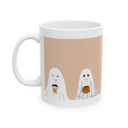 Cute Ghosts Ceramic Mug for Coffee Lovers, Cute Halloween Mug, Adorable Ghost Cup, Gift for Friends, Whimsical Kitchen Decor - MaisonThreadory