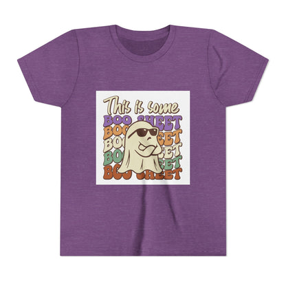 Youth Short Sleeve Tee with Fun Boo Sheet Design, Cool Summer Top, Humorous Kids Apparel, Gift for Halloween, Casual Wear, Playful T-Shirt - MaisonThreadory