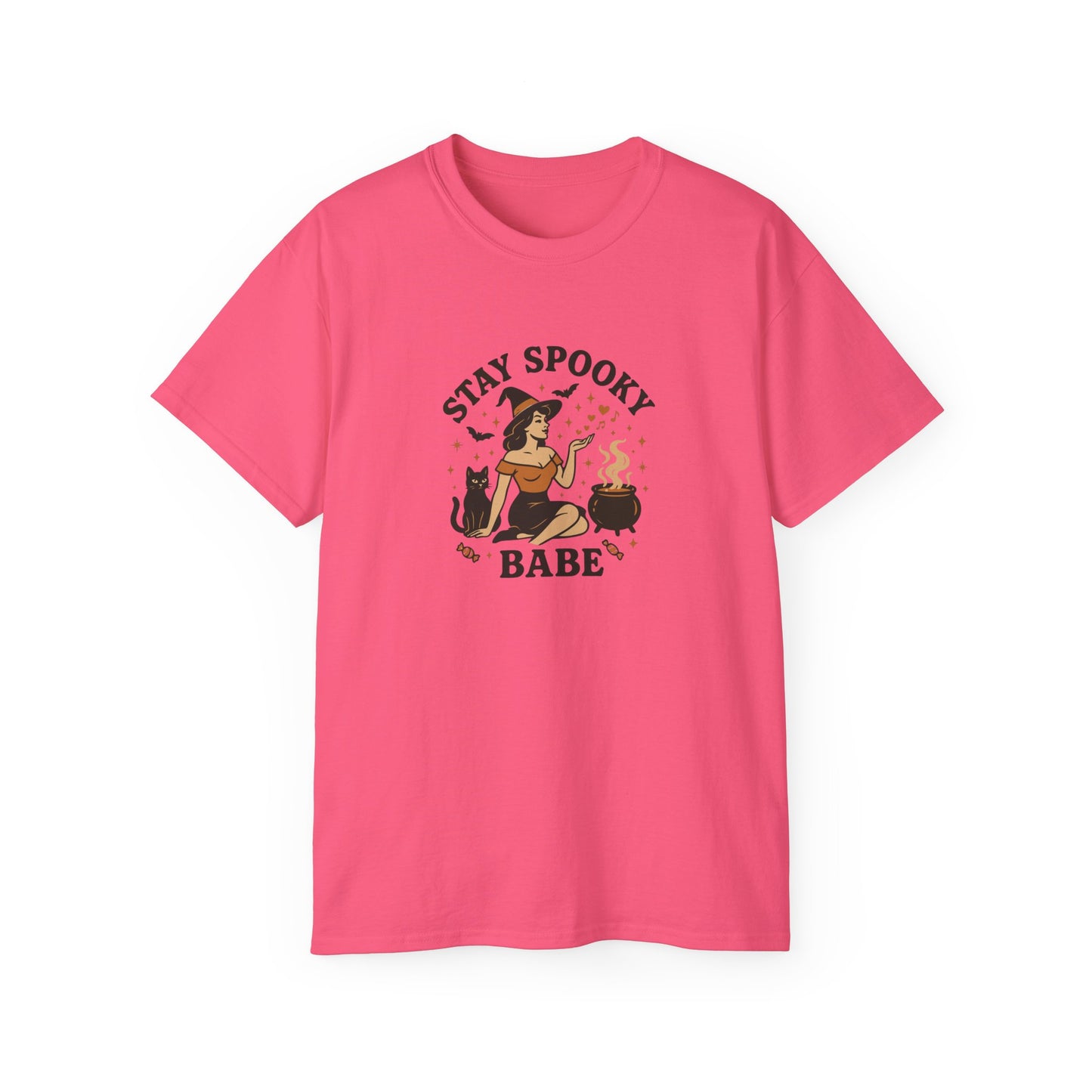 Spooky Halloween Unisex Tee, Stay Spooky Babe Shirt, Plus Size Halloween T-Shirt, Cute Witch Tee, Fall Festive Apparel