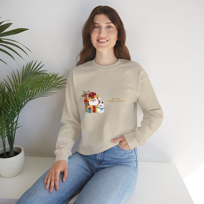 Christmas Snowman & Reindeer Crewneck Sweatshirt — Merry Christmas Holiday Sweater