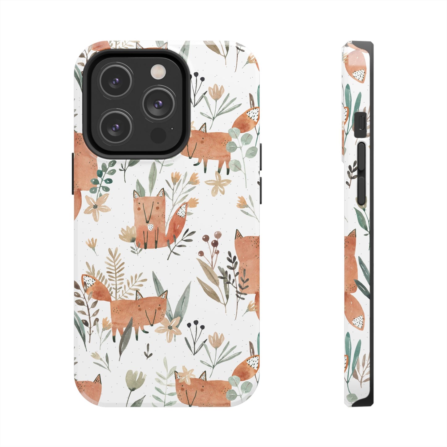 Floral Fox Phone Case, Tough Phone Cases for Nature Lovers, Cute Animal Phone Cover, Gift for Friends, Wildflower Design