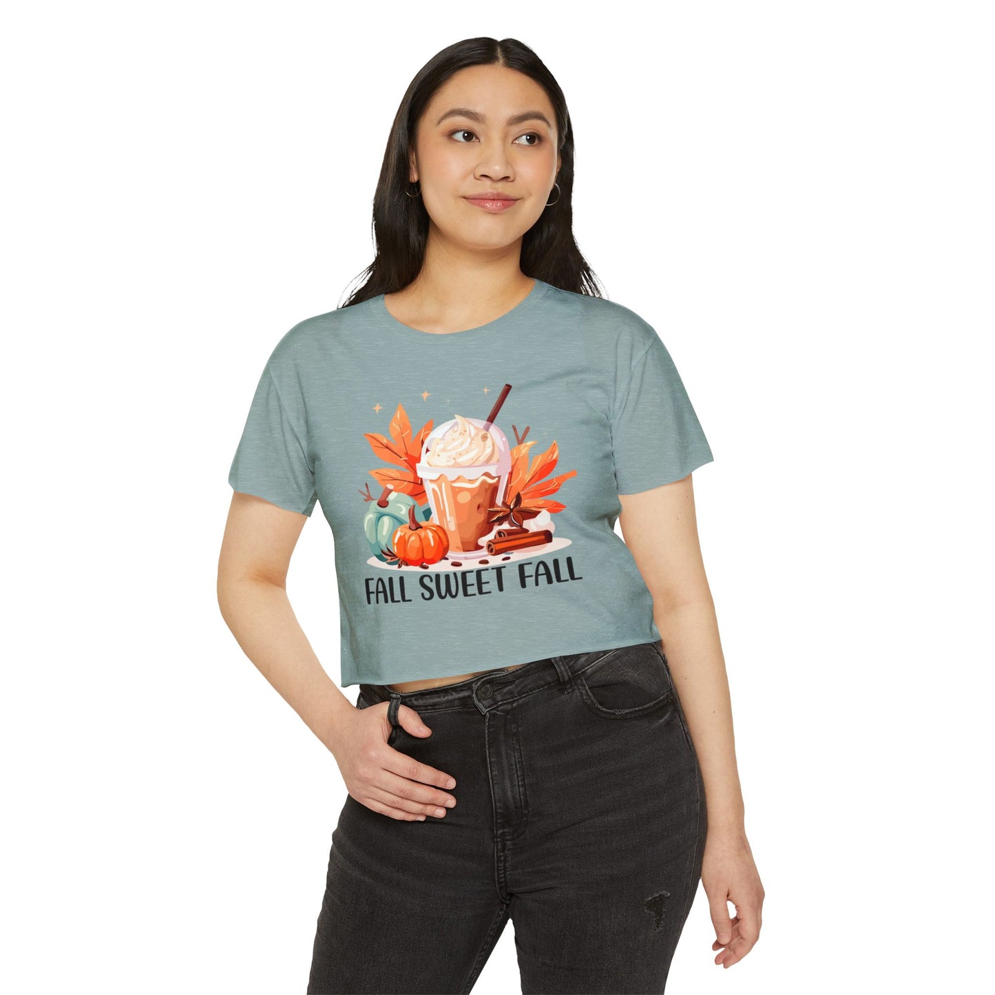 Fall Sweet Fall Crop Top for Women, Autumn T-Shirt, Thanksgiving Outfit, Festival Apparel, Casual Wear - MaisonThreadory