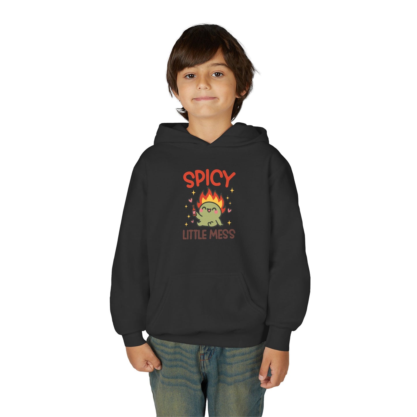 Spicy Little Mess Youth Hoodie | Fun Cartoon Design, Perfect Gift for Kids, Trendy Sweatshirt, Birthday Present, Cozy Fashion - MaisonThreadory
