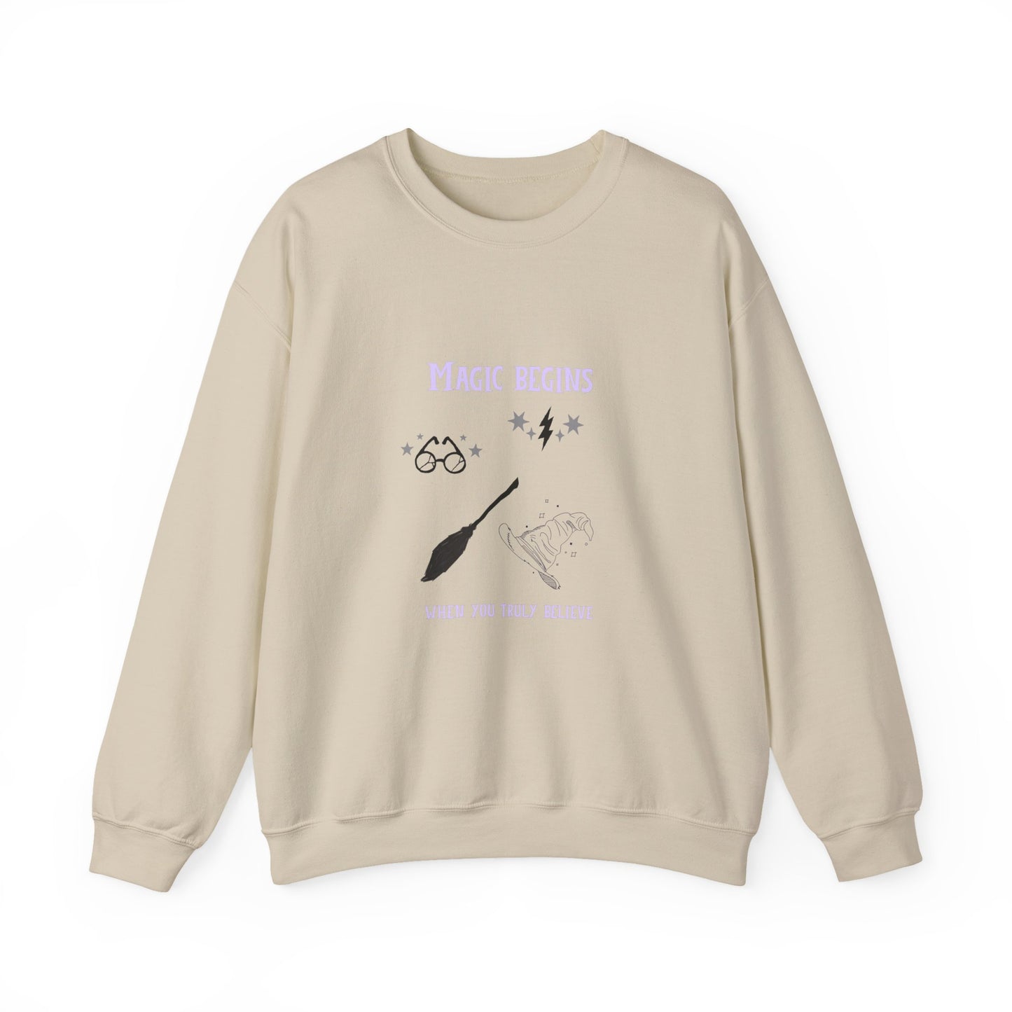 Magic Begins Sweatshirt - Cozy Unisex Crewneck, Perfect for Gifts, Spirituality, Comfort Wear, Casual Everyday Style - MaisonThreadory
