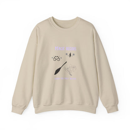 Magic Begins Sweatshirt - Cozy Unisex Crewneck, Perfect for Gifts, Spirituality, Comfort Wear, Casual Everyday Style - MaisonThreadory