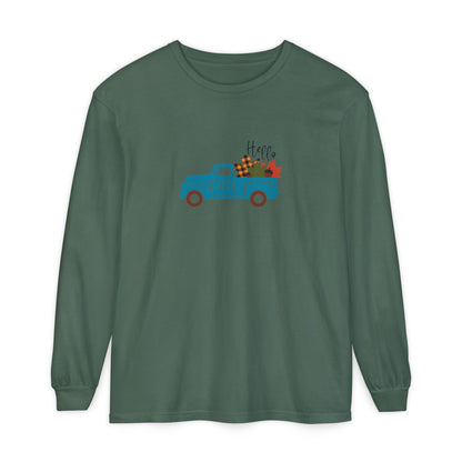 Hello Fall Long Sleeve T-Shirt, Unisex Seasonal Tee, Cozy Autumn Apparel, Thanksgiving Gift, Cute Outdoor Shirt - MaisonThreadory