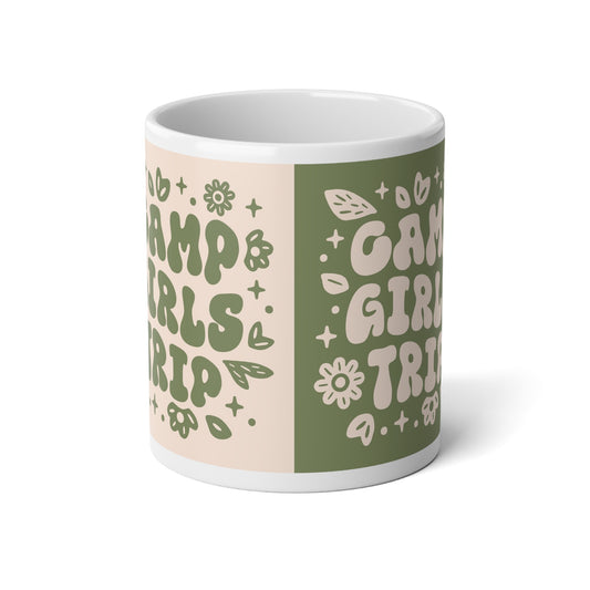 Adventure-Themed Jumbo Mug, Travel Mug, Coffee Cup for Road Trip Lovers, Camper Design, Perfect Gift for Nature Enthusiasts - MaisonThreadory