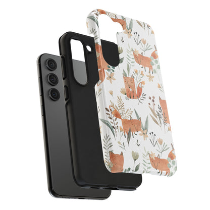 Floral Fox Phone Case, Tough Phone Cases for Nature Lovers, Cute Animal Phone Cover, Gift for Friends, Wildflower Design