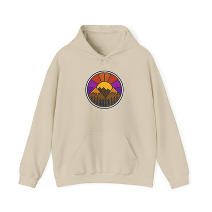 Sunset Mountains Hooded Sweatshirt | Unisex Heavy Blend | Cozy Sweatshirt for Nature Lovers | Perfect Gift for Outdoor Enthusiasts, [...] - MaisonThreadory
