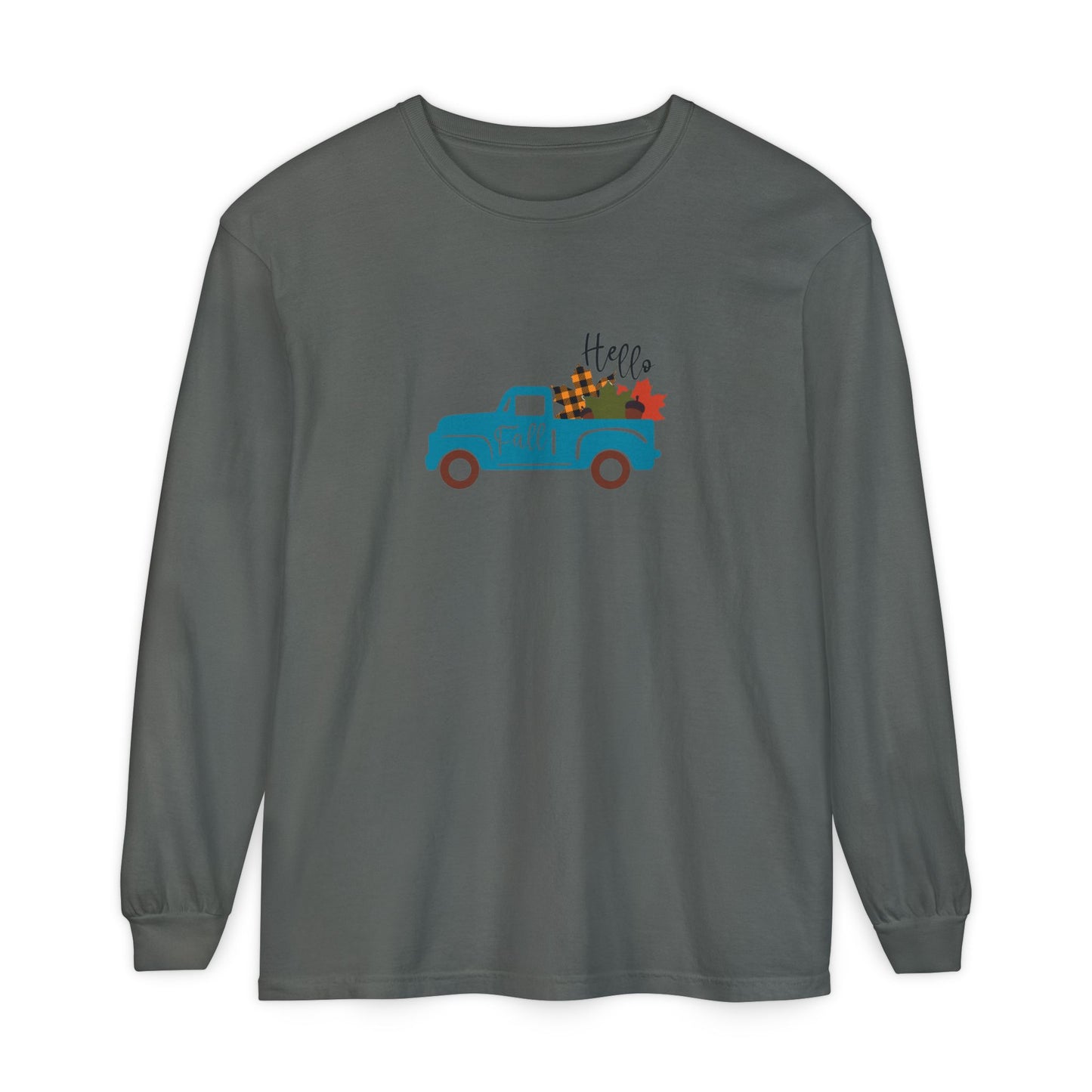 Hello Fall Long Sleeve T-Shirt, Unisex Seasonal Tee, Cozy Autumn Apparel, Thanksgiving Gift, Cute Outdoor Shirt - MaisonThreadory
