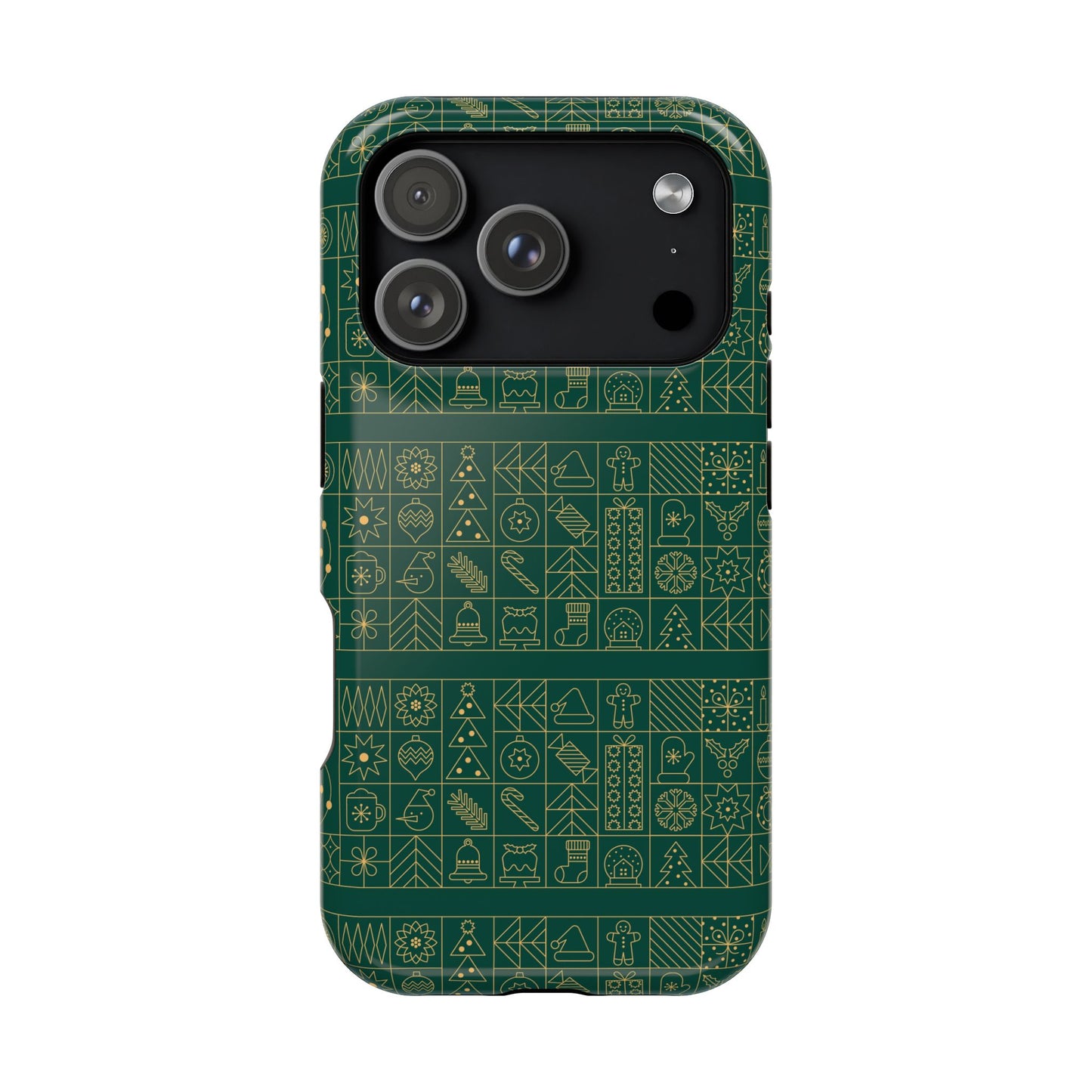 Magnetic Impact-Resistant Phone Case — Dark Green Geometric Pattern