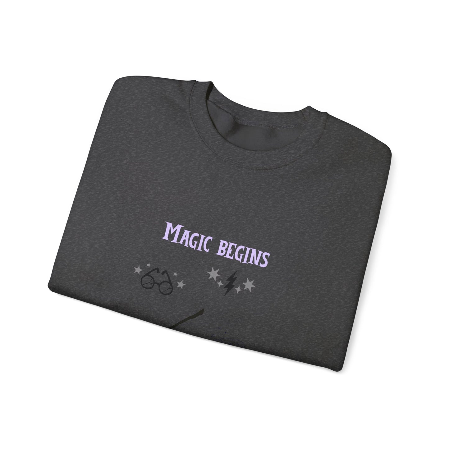 Magic Begins Sweatshirt - Cozy Unisex Crewneck, Perfect for Gifts, Spirituality, Comfort Wear, Casual Everyday Style - MaisonThreadory