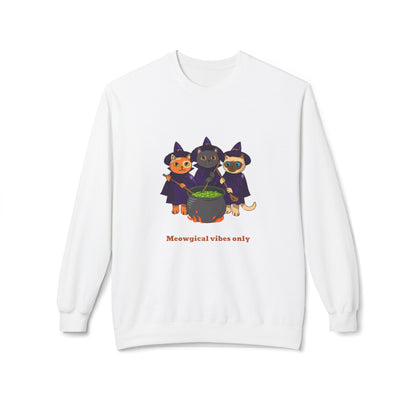Whimsical Halloween Cat Crewneck Sweatshirt, Cozy Fall Fashion, Pumpkin Spice Sweater, Cute Cat Lovers Gift, Spooky Season Apparel - MaisonThreadory