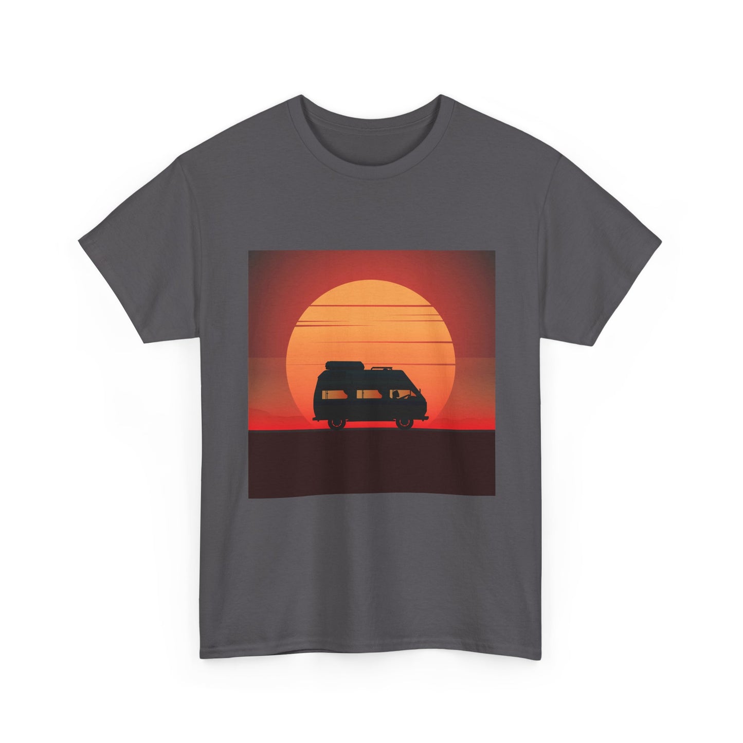 Retro Sunset Adventure Unisex Heavy Cotton Tee, Vintage Car T-Shirt, Sunset Vibe Shirt, Summer Casual Wear, Road Trip Gift, Outdoor [...] - MaisonThreadory
