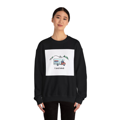 Travel Love Crewneck Sweatshirt | Cozy Adventure Apparel, Perfect for Travel Lovers, Gift Idea for Road Trips, Camping, and Wanderlust - MaisonThreadory