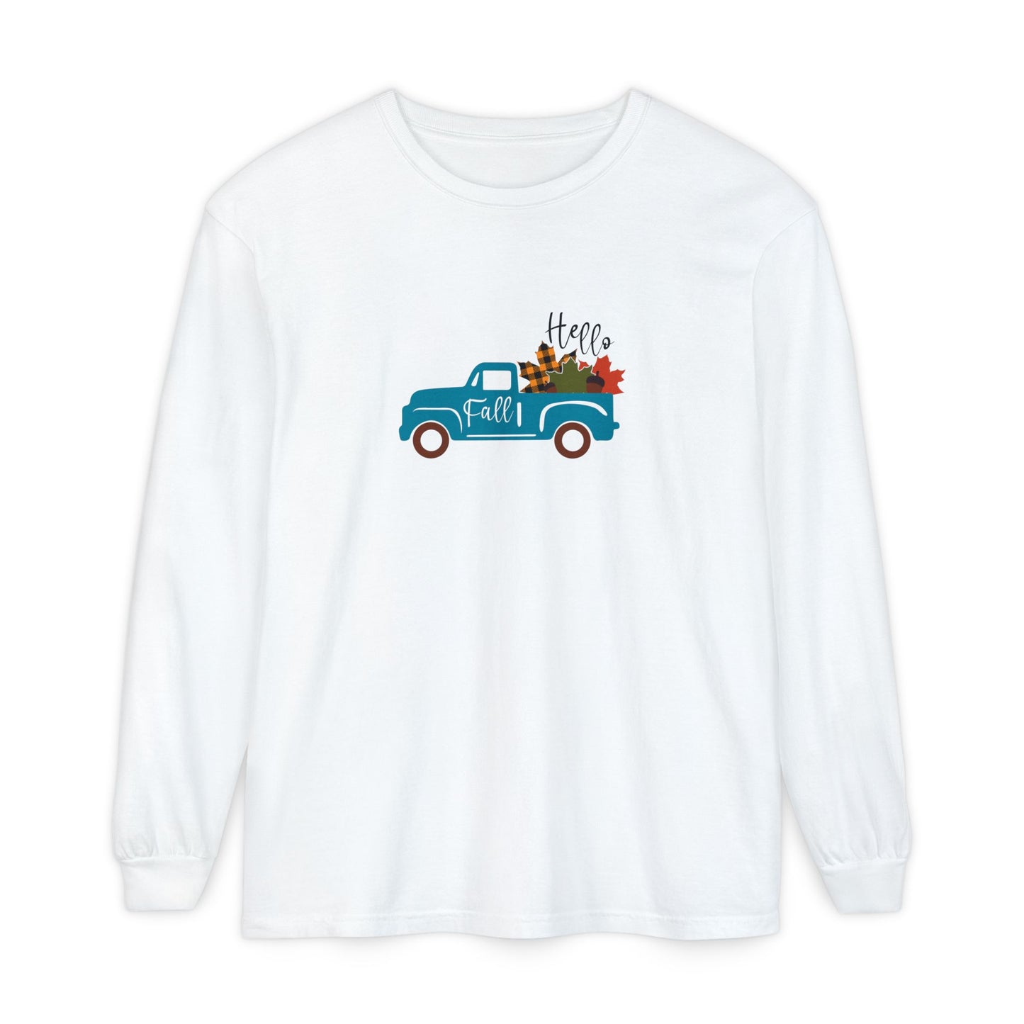Hello Fall Long Sleeve T-Shirt, Unisex Seasonal Tee, Cozy Autumn Apparel, Thanksgiving Gift, Cute Outdoor Shirt - MaisonThreadory