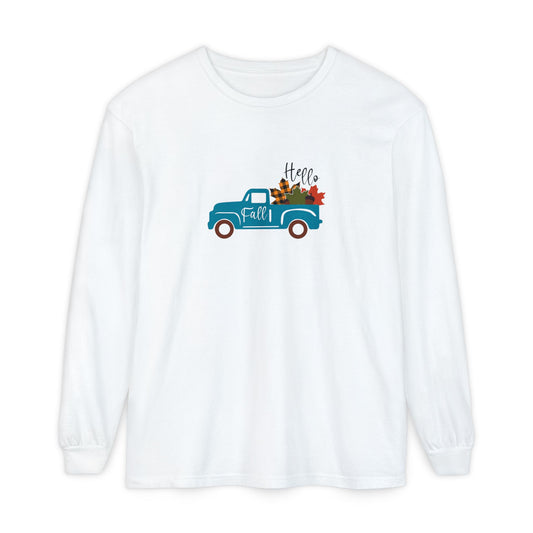 Hello Fall Long Sleeve T-Shirt, Unisex Seasonal Tee, Cozy Autumn Apparel, Thanksgiving Gift, Cute Outdoor Shirt - MaisonThreadory