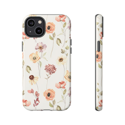 Floral Phone Case, Cute Flower Cover, Botanical Tough Case, Protective Smartphone Shell, Chic Floral Design, Trendy iPhone Case