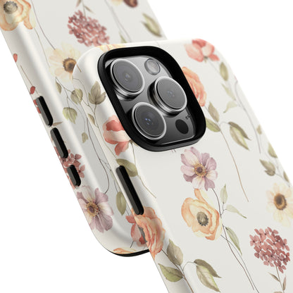Floral Phone Case, Cute Flower Cover, Botanical Tough Case, Protective Smartphone Shell, Chic Floral Design, Trendy iPhone Case