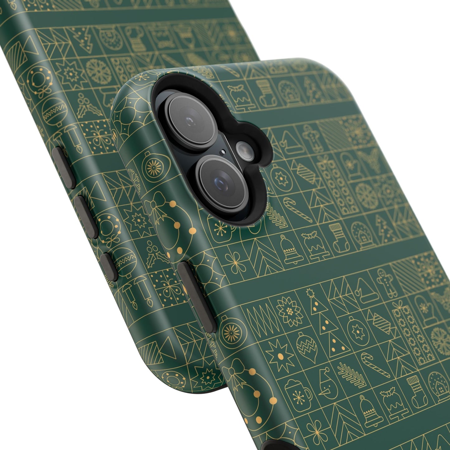 Magnetic Impact-Resistant Phone Case — Dark Green Geometric Pattern
