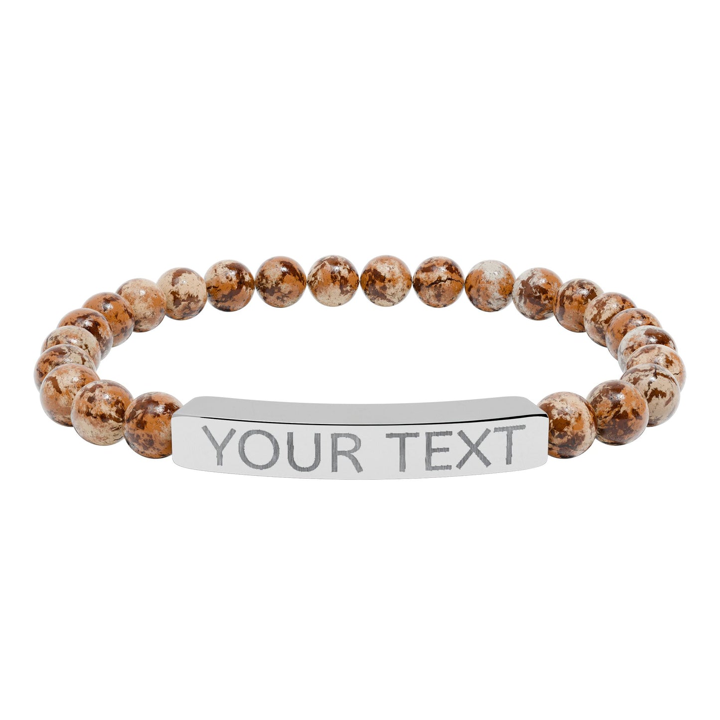 Engravable Natural Stone Stretch Bar Bracelet — Personalized Beaded Bracelet
