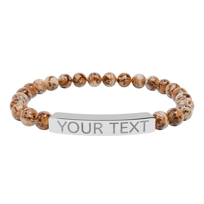 Engravable Natural Stone Stretch Bar Bracelet — Personalized Beaded Bracelet