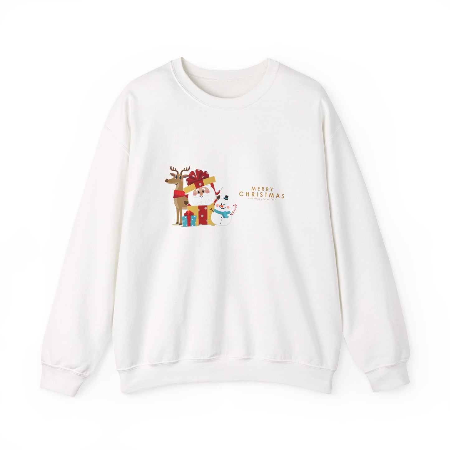Christmas Snowman & Reindeer Crewneck Sweatshirt — Merry Christmas Holiday Sweater