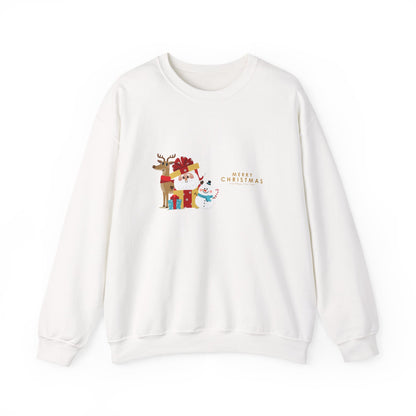 Christmas Snowman & Reindeer Crewneck Sweatshirt — Merry Christmas Holiday Sweater