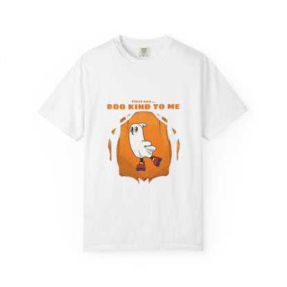 Playful Message T-Shirt: Boo Kind To Me, Funny Graphic Tee, Unisex Cotton Top, Casual Wear, Gift for Friends - MaisonThreadory