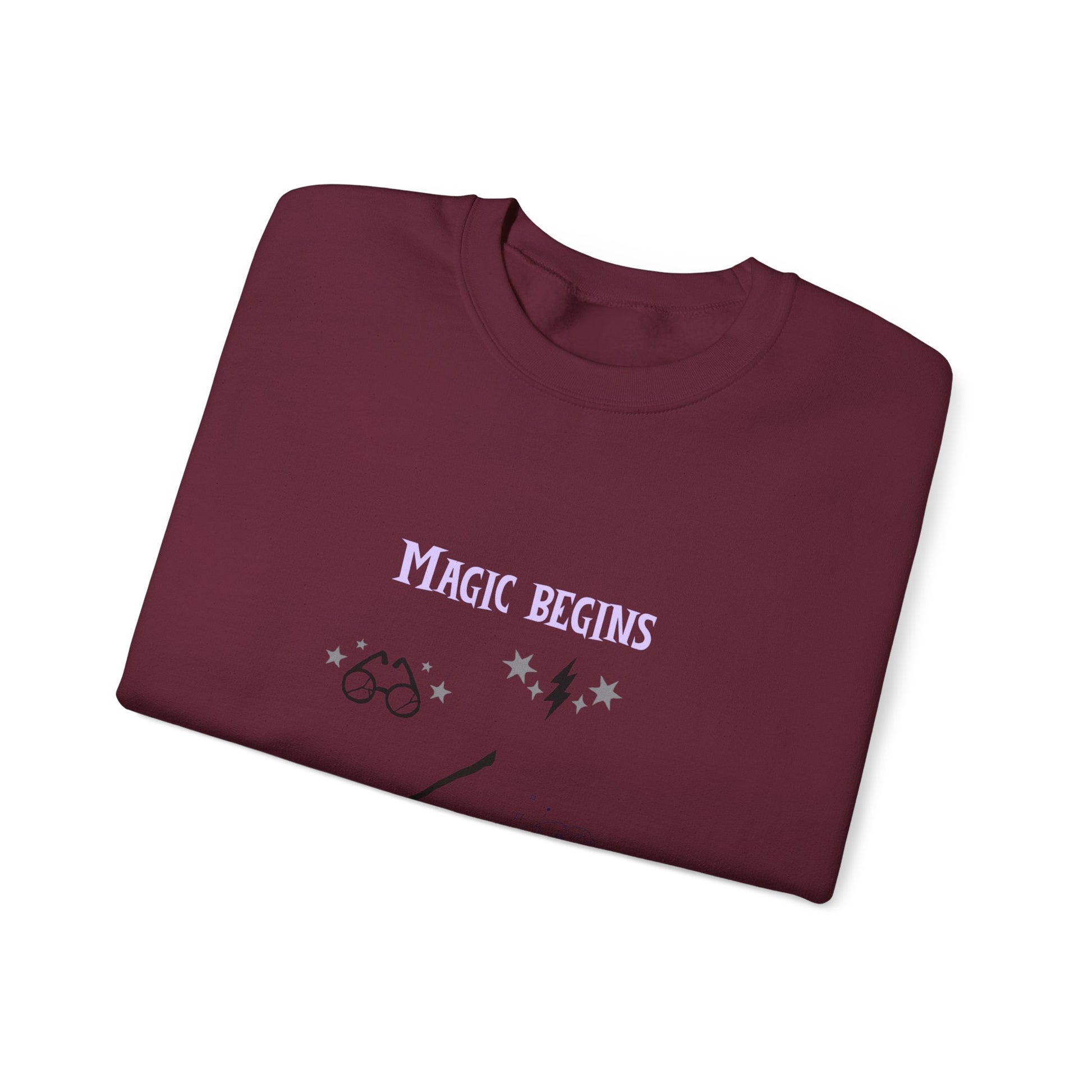 Magic Begins Sweatshirt - Cozy Unisex Crewneck, Perfect for Gifts, Spirituality, Comfort Wear, Casual Everyday Style - MaisonThreadory