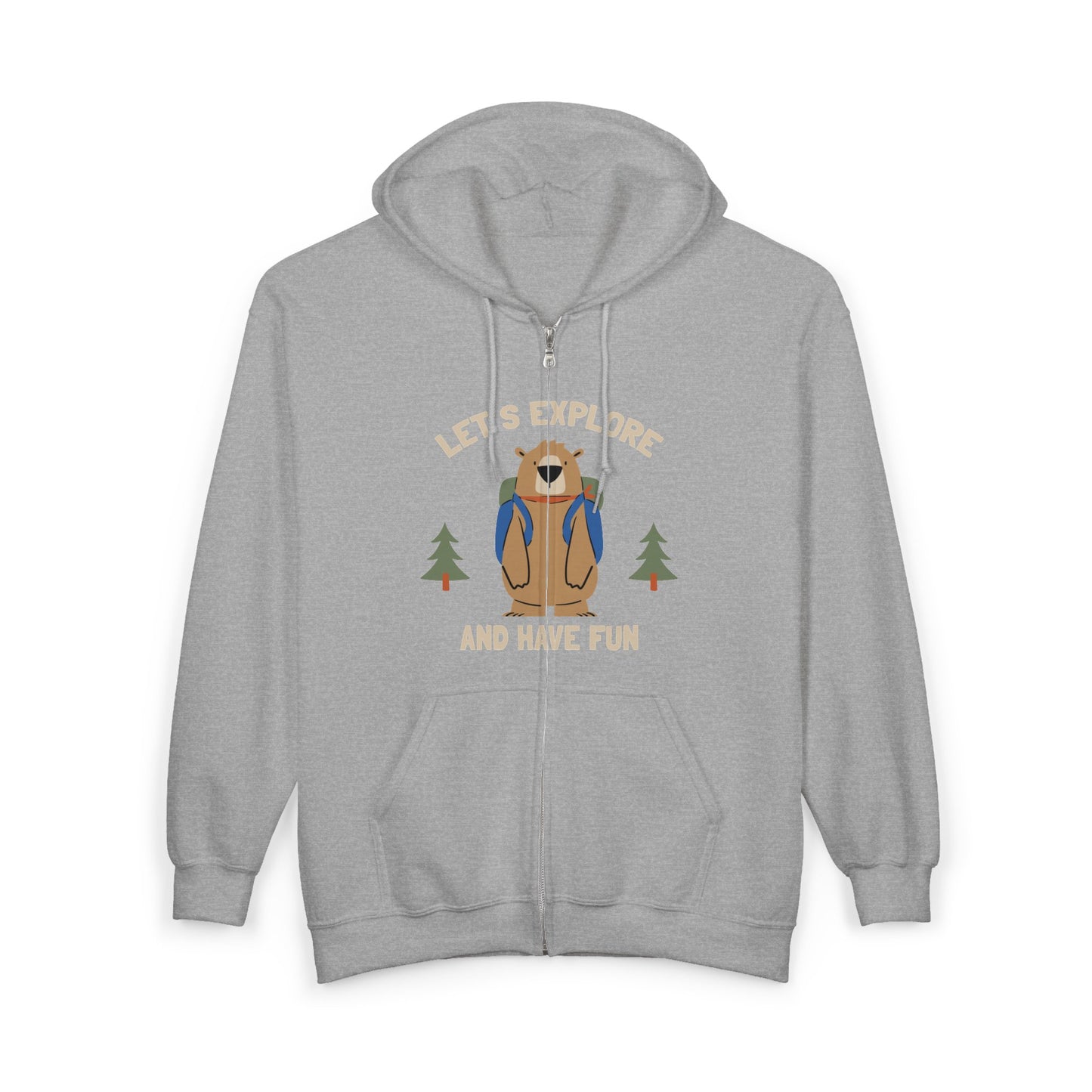 Let's Explore and Have Fun Zip Hoodie — Outdoor Adventure Hooded Jacket