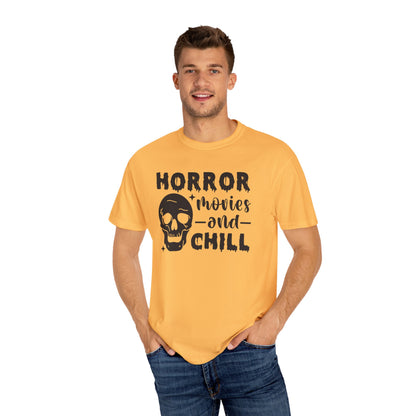 Horror Movies and Chill T-Shirt, Perfect for Halloween, Movie Nights, Gifts for Horror Fans, Unisex Graphic Tee, Soft Cotton Casual Wear
