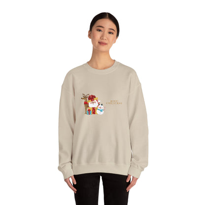 Christmas Snowman & Reindeer Crewneck Sweatshirt — Merry Christmas Holiday Sweater