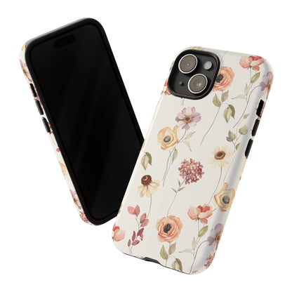 Floral Phone Case, Cute Flower Cover, Botanical Tough Case, Protective Smartphone Shell, Chic Floral Design, Trendy iPhone Case
