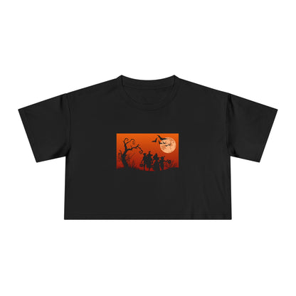 Spooky Autumn Women's Crop Tee, Halloween Shirt, Casual Fall Top, Trendy Graphic Tee, Seasonal Fashion, Gift for Her