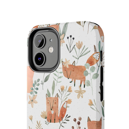 Floral Fox Phone Case, Tough Phone Cases for Nature Lovers, Cute Animal Phone Cover, Gift for Friends, Wildflower Design