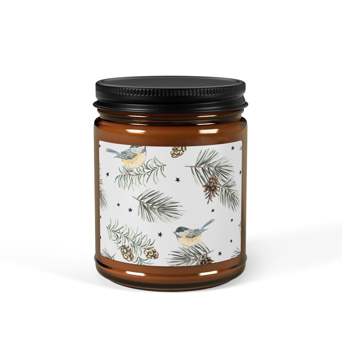 Soy Candle — Warm Geometric Amber Jar (Scented, Multi-Size)