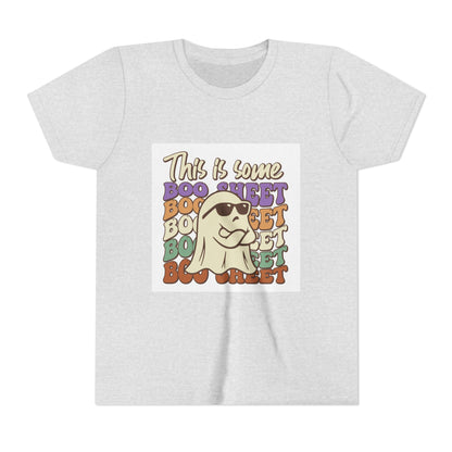 Youth Short Sleeve Tee with Fun Boo Sheet Design, Cool Summer Top, Humorous Kids Apparel, Gift for Halloween, Casual Wear, Playful T-Shirt - MaisonThreadory