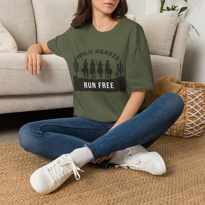 Wild Hearts Run Free T‑Shirt — Western Cowboy Rodeo Graphic Tee