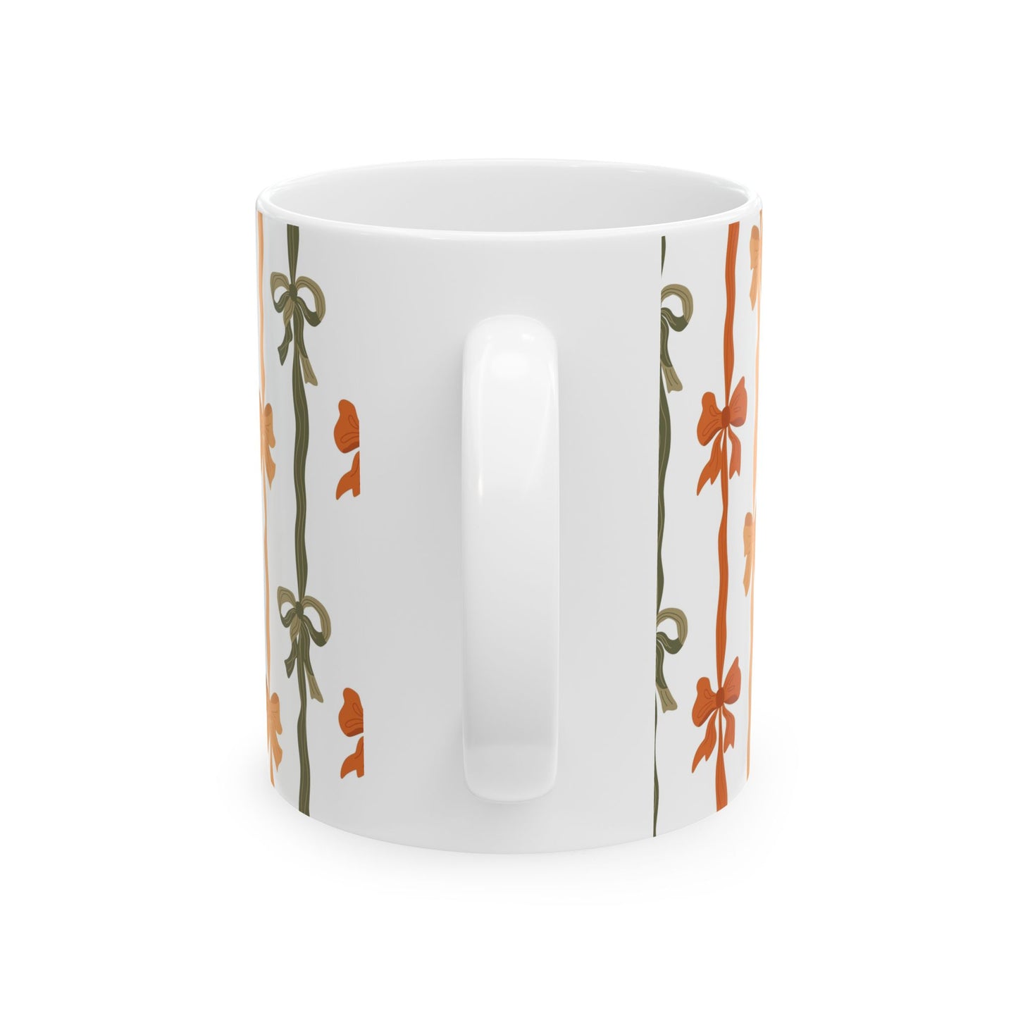 Charming Bow Pattern Ceramic Mug, Gifts for Her, Birthday Gift, Cozy Home Decor, Holiday Mug, Kitchen Essentials