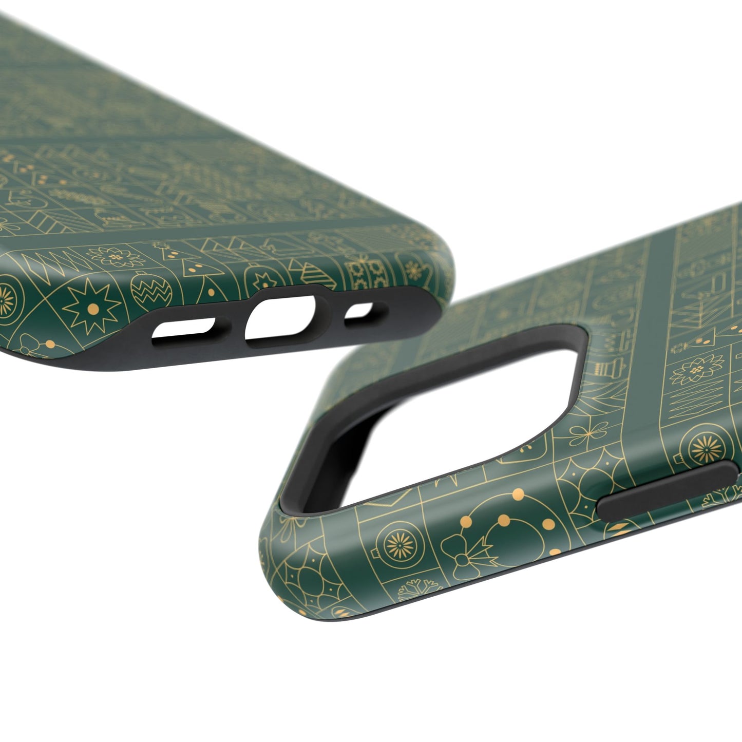 Magnetic Impact-Resistant Phone Case — Dark Green Geometric Pattern